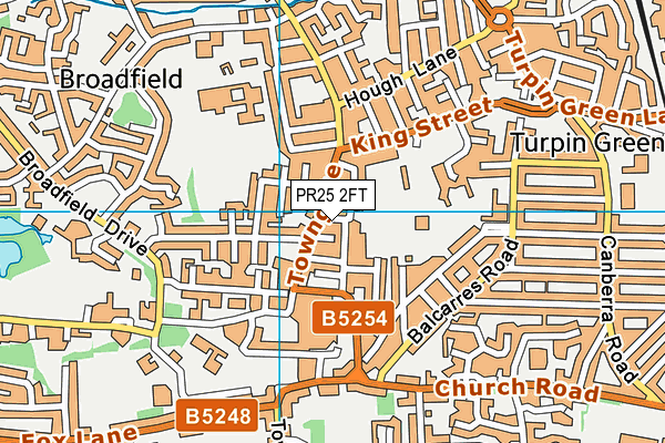 PR25 2FT map - OS VectorMap District (Ordnance Survey)