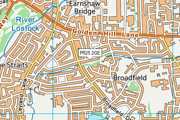 PR25 2GE map - OS VectorMap District (Ordnance Survey)