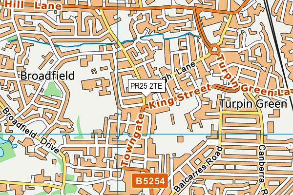 PR25 2TE map - OS VectorMap District (Ordnance Survey)