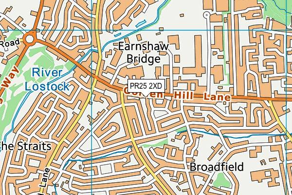 PR25 2XD map - OS VectorMap District (Ordnance Survey)