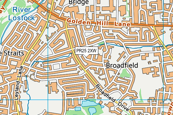 PR25 2XW map - OS VectorMap District (Ordnance Survey)