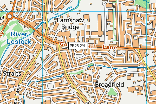 PR25 2YL map - OS VectorMap District (Ordnance Survey)