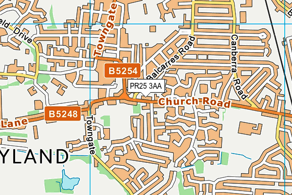 PR25 3AA map - OS VectorMap District (Ordnance Survey)