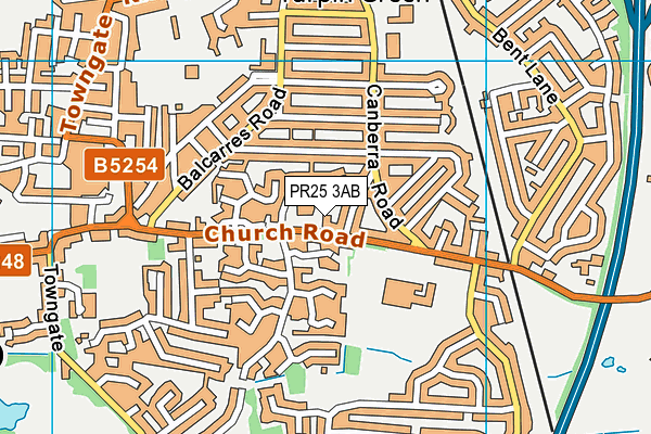 PR25 3AB map - OS VectorMap District (Ordnance Survey)