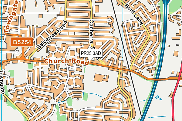 PR25 3AD map - OS VectorMap District (Ordnance Survey)
