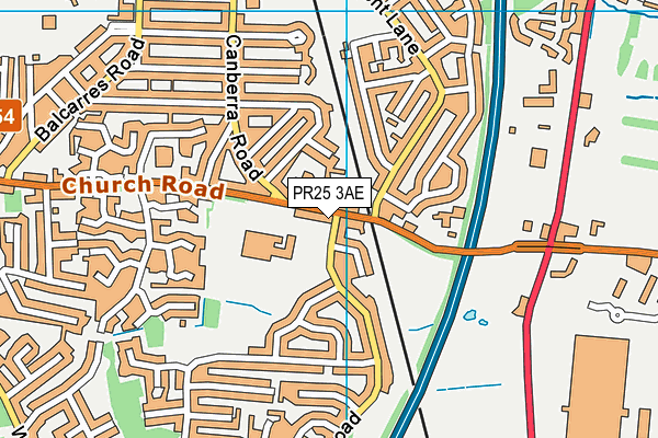 PR25 3AE map - OS VectorMap District (Ordnance Survey)