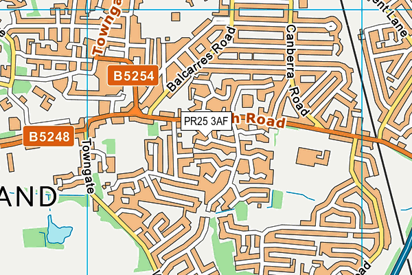 PR25 3AF map - OS VectorMap District (Ordnance Survey)