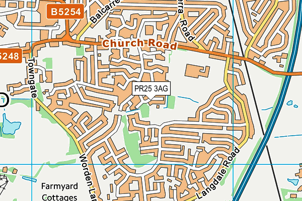 PR25 3AG map - OS VectorMap District (Ordnance Survey)