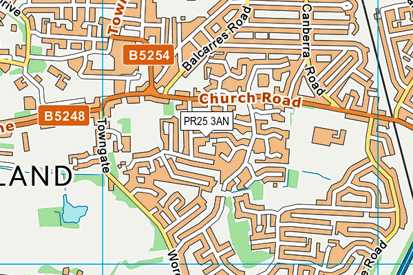 PR25 3AN map - OS VectorMap District (Ordnance Survey)