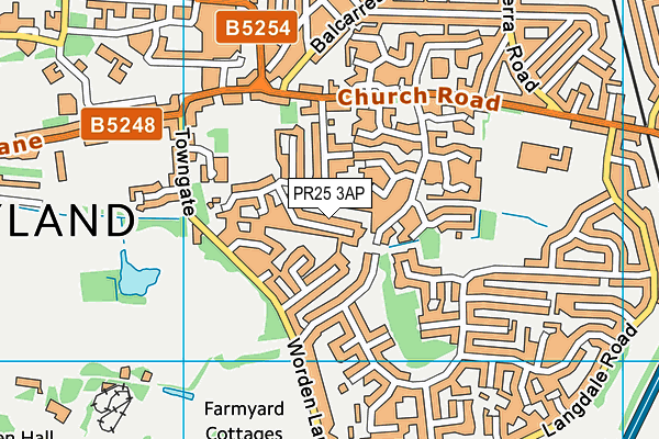 PR25 3AP map - OS VectorMap District (Ordnance Survey)