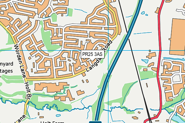 PR25 3AS map - OS VectorMap District (Ordnance Survey)