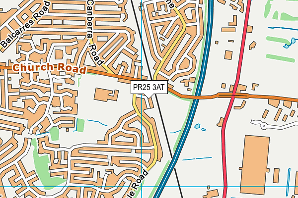PR25 3AT map - OS VectorMap District (Ordnance Survey)