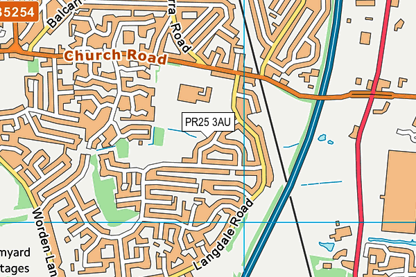 PR25 3AU map - OS VectorMap District (Ordnance Survey)