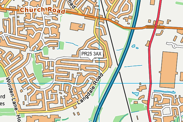 PR25 3AX map - OS VectorMap District (Ordnance Survey)