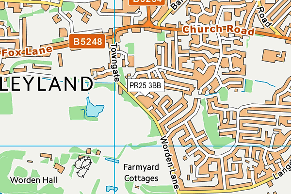 PR25 3BB map - OS VectorMap District (Ordnance Survey)