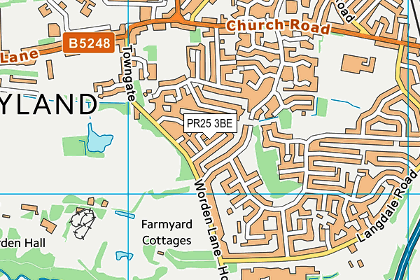 PR25 3BE map - OS VectorMap District (Ordnance Survey)