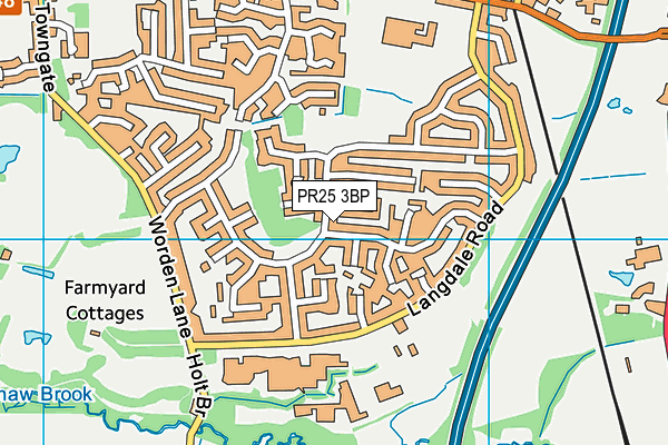 PR25 3BP map - OS VectorMap District (Ordnance Survey)