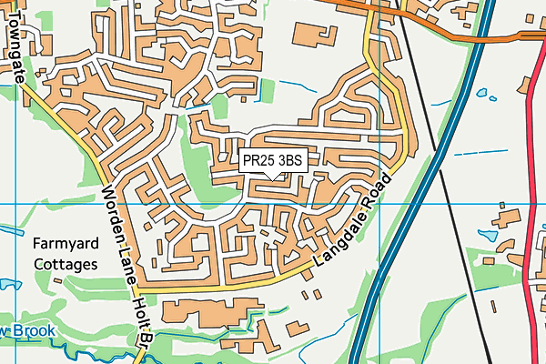 PR25 3BS map - OS VectorMap District (Ordnance Survey)