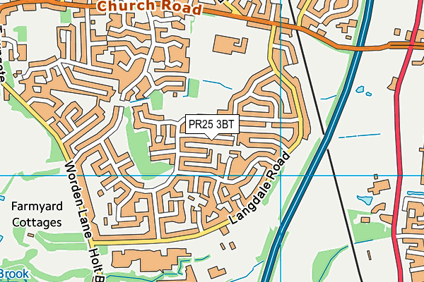 PR25 3BT map - OS VectorMap District (Ordnance Survey)