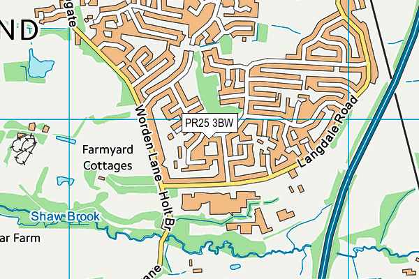 PR25 3BW map - OS VectorMap District (Ordnance Survey)
