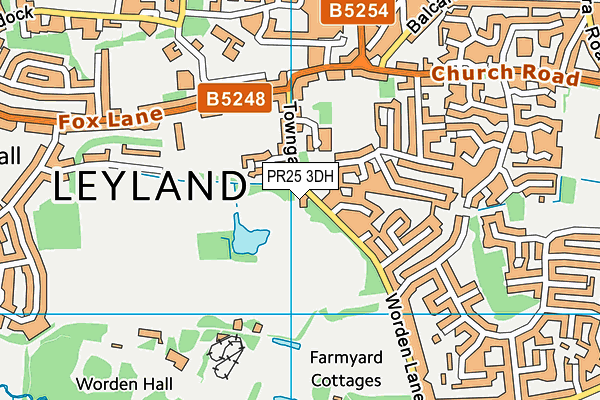 PR25 3DH map - OS VectorMap District (Ordnance Survey)