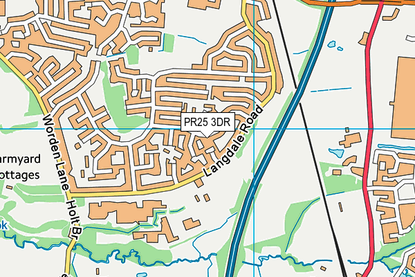 PR25 3DR map - OS VectorMap District (Ordnance Survey)