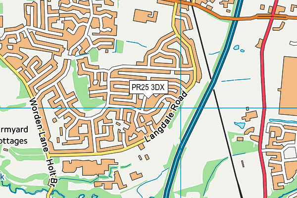 PR25 3DX map - OS VectorMap District (Ordnance Survey)