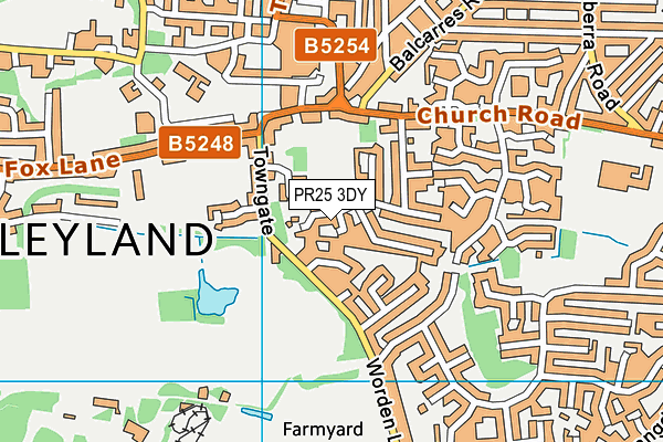 PR25 3DY map - OS VectorMap District (Ordnance Survey)