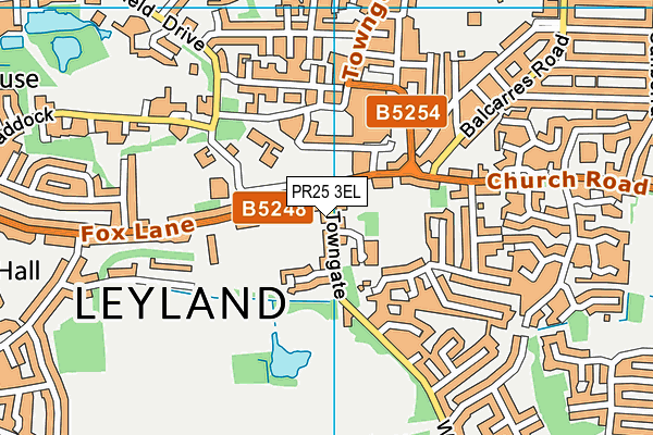 PR25 3EL map - OS VectorMap District (Ordnance Survey)