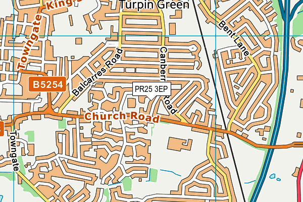 PR25 3EP map - OS VectorMap District (Ordnance Survey)