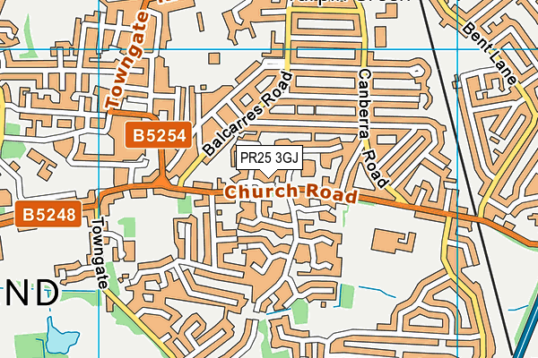 PR25 3GJ map - OS VectorMap District (Ordnance Survey)