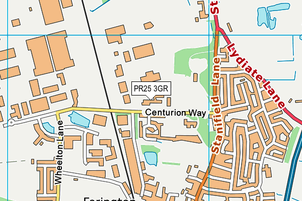 PR25 3GR map - OS VectorMap District (Ordnance Survey)