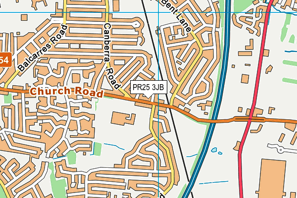 PR25 3JB map - OS VectorMap District (Ordnance Survey)