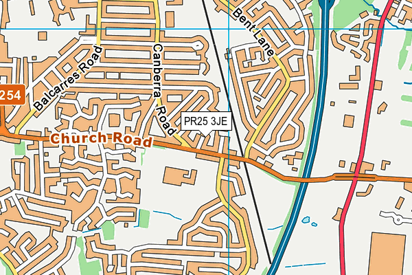 PR25 3JE map - OS VectorMap District (Ordnance Survey)