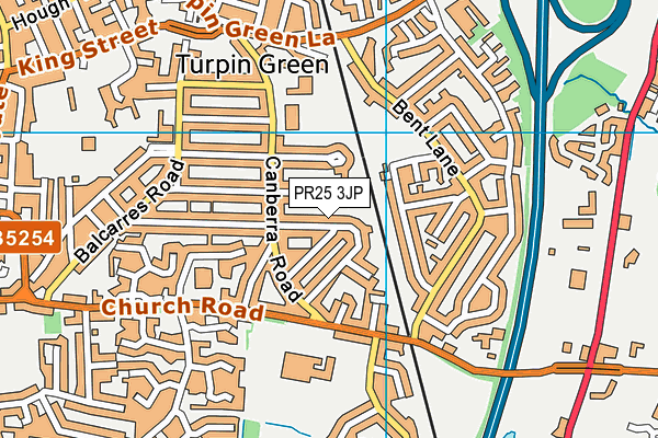 PR25 3JP map - OS VectorMap District (Ordnance Survey)