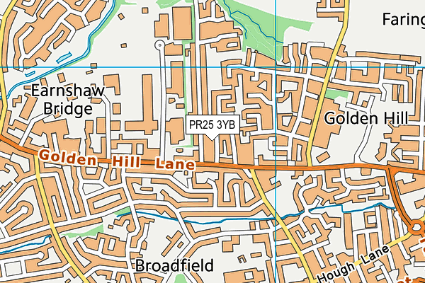 PR25 3YB map - OS VectorMap District (Ordnance Survey)