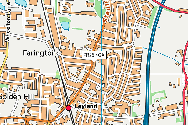 PR25 4GA map - OS VectorMap District (Ordnance Survey)