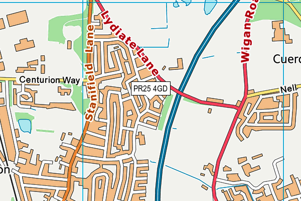 PR25 4GD map - OS VectorMap District (Ordnance Survey)