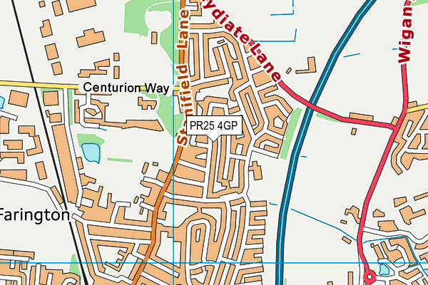 PR25 4GP map - OS VectorMap District (Ordnance Survey)