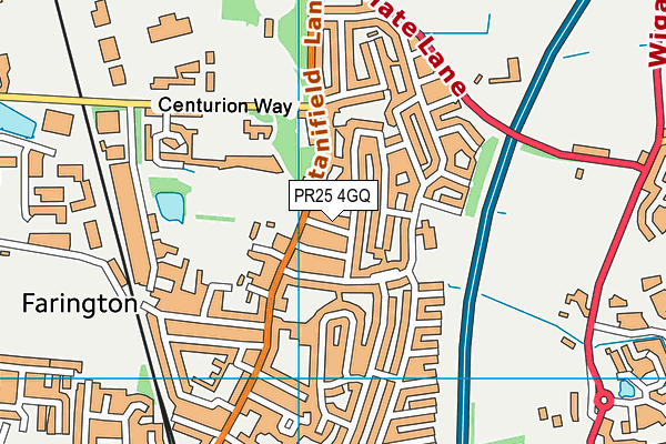 PR25 4GQ map - OS VectorMap District (Ordnance Survey)