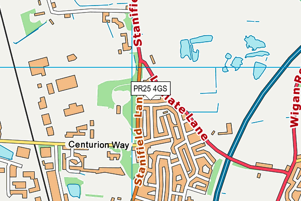 PR25 4GS map - OS VectorMap District (Ordnance Survey)