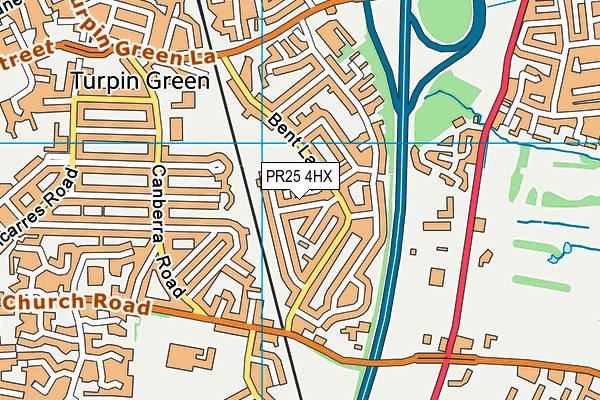 PR25 4HX map - OS VectorMap District (Ordnance Survey)