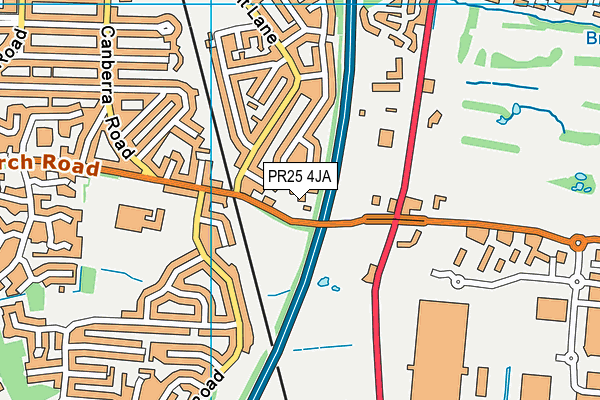 PR25 4JA map - OS VectorMap District (Ordnance Survey)