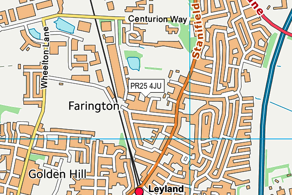 PR25 4JU map - OS VectorMap District (Ordnance Survey)