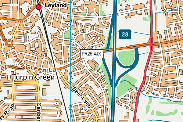 Hallmark Health Club (Preston Leyland) (Closed) map (PR25 4JX) - OS VectorMap District (Ordnance Survey)
