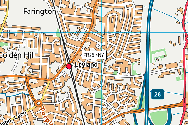 PR25 4NY map - OS VectorMap District (Ordnance Survey)