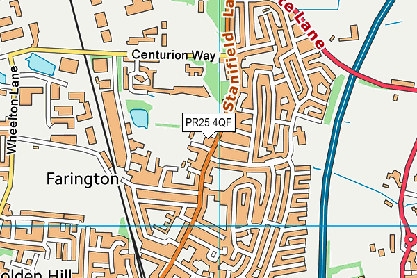 PR25 4QF map - OS VectorMap District (Ordnance Survey)