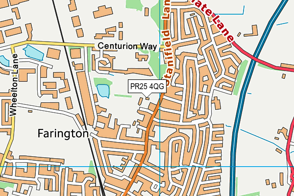PR25 4QG map - OS VectorMap District (Ordnance Survey)