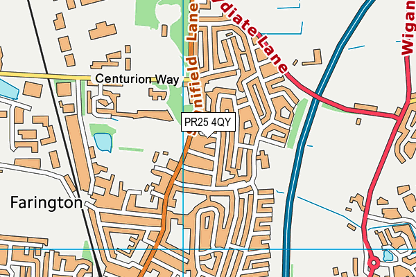 PR25 4QY map - OS VectorMap District (Ordnance Survey)