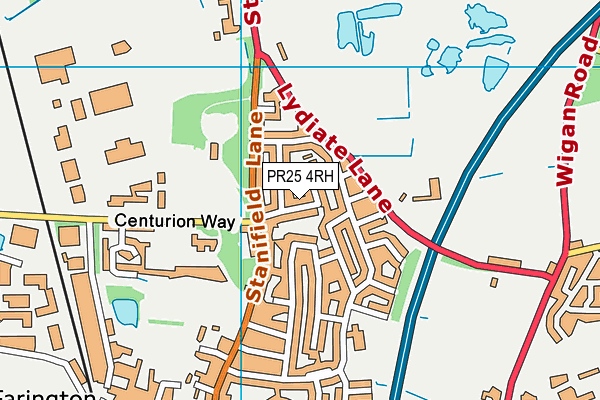 PR25 4RH map - OS VectorMap District (Ordnance Survey)